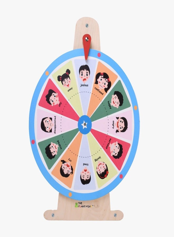 The Funny Mind Emotion Learning Spin Wheel Montessori Wooden Educational Nursery Activity Wall Panel for Preschool, Creche, Daycare, Kids, Toddlers, and Babies 1, 2, 3, 4, 5, 6, 7, 8+ Years - Image 1
